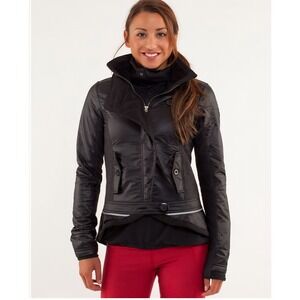 Lululemon Pedal Power Jacket 2012 Black Cycling Techwear Moto Jacket Size 6